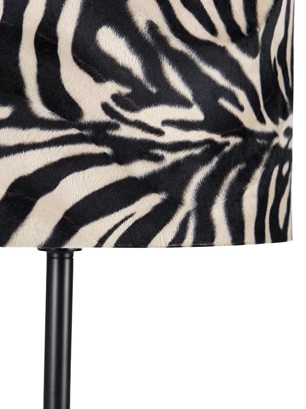 Nowoczesna lampa podłogowa z czarnym abażurem w zebrę 40 cm - Simplo Nowoczesny Oswietlenie wewnetrzne