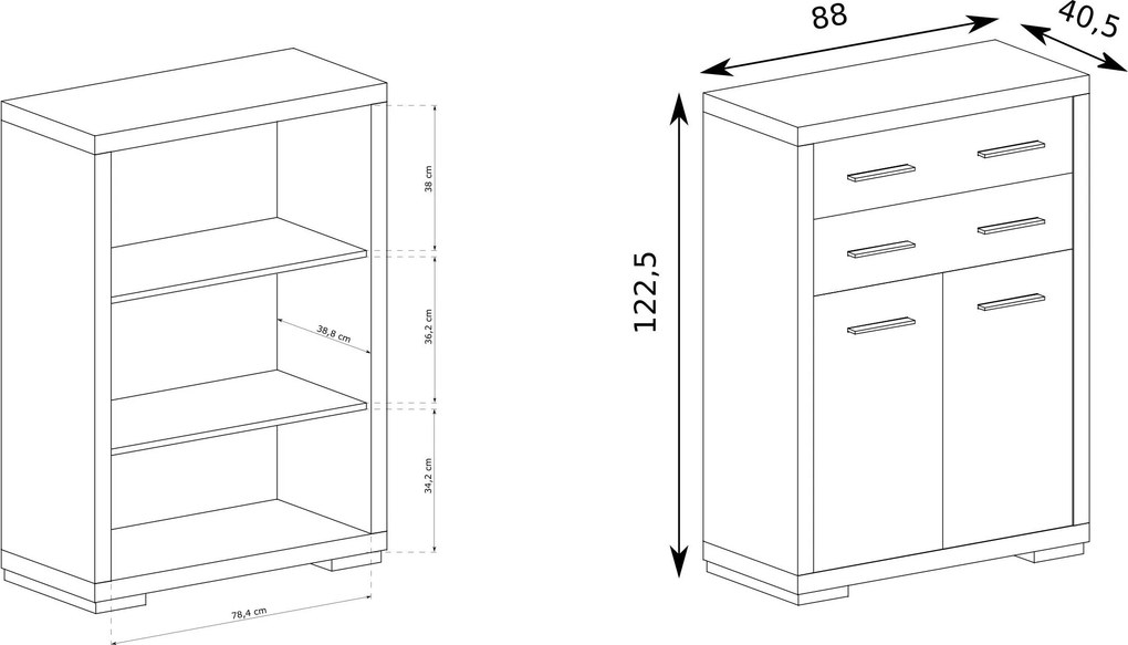 Komoda SALERNO 88 cm do Salonu Sypialni Brązowy