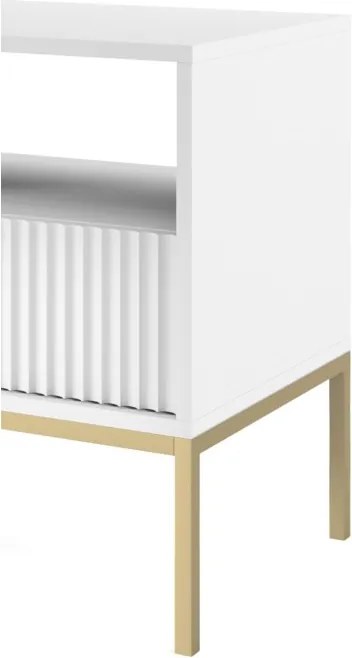 NAYA Stolik nocny S 54 biały | złoty stelaż
