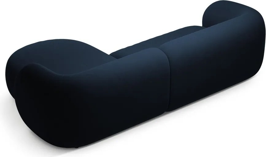 Niebieski aksamitny narożnik (prawostronny/z szezlongiem) Kate – Micadoni