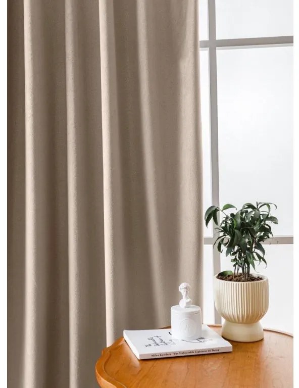 Zasłona zaciemniająca VELVET jasno brązowa 140x250 cm Zawieszanie: Taśma z wiązaniami