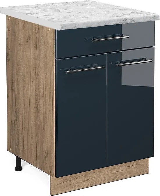 Szafka dolna do kuchni ciemnoniebieski wysoki połysk 60x60x82 fame-line