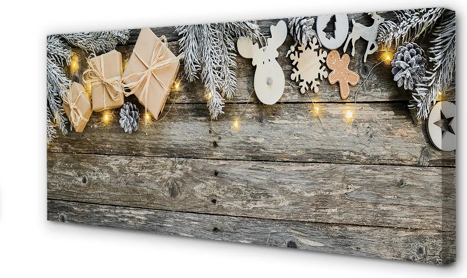 Obraz na płótnie Gałązki, Prezenty i Szyszki