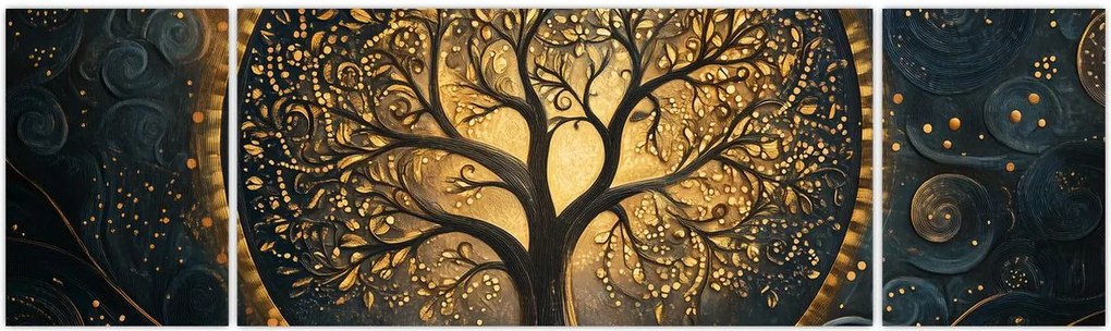 Obraz – Drzewo ze złotą aurą (170x50 cm)
