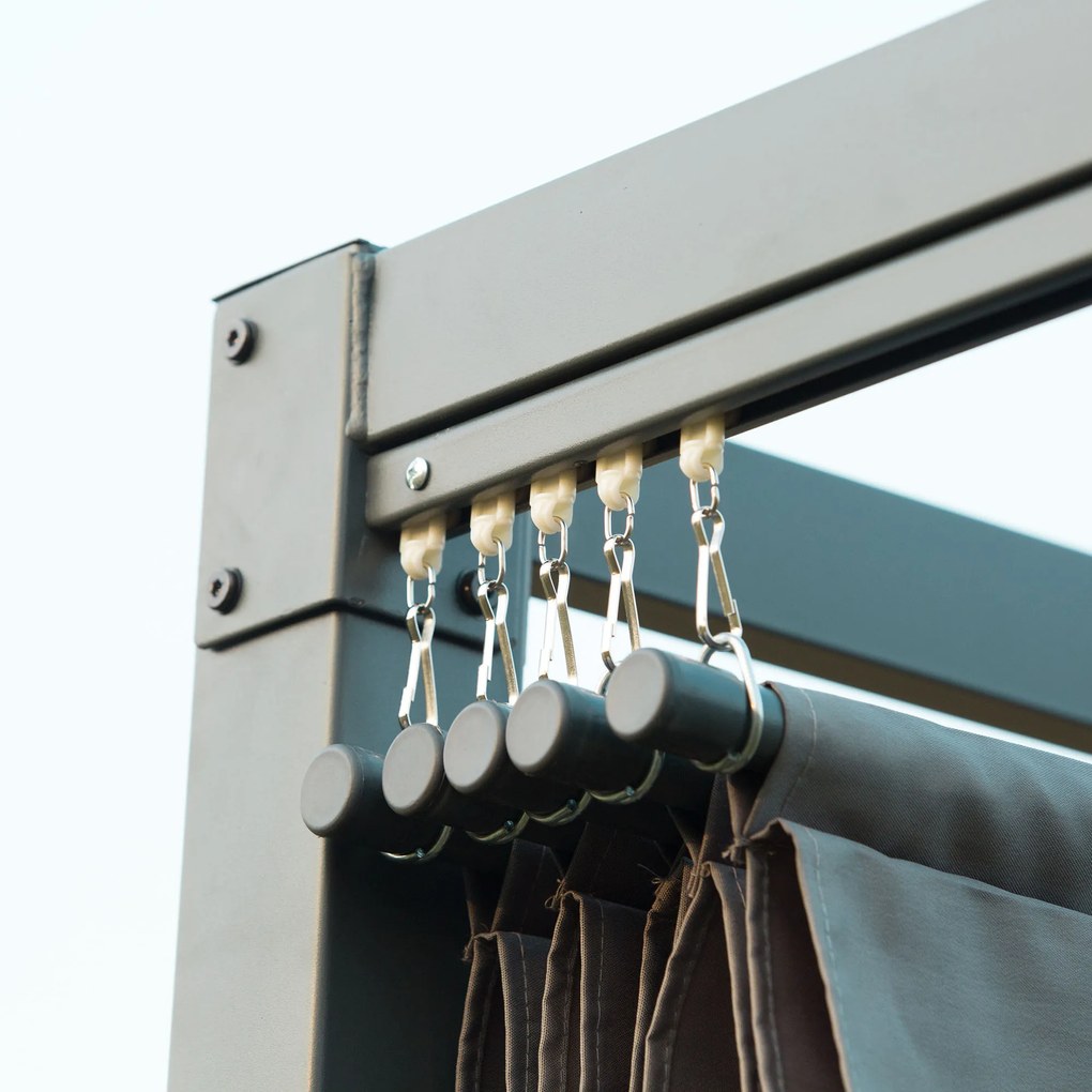 Nowoczesna Pergola Metalowa 3x2m z Dachem Przeciwsłonecznym - Pergola Szara 298x213cm, Idealna Ochrona dla Ogrodu i Tarasu | Aosom PL