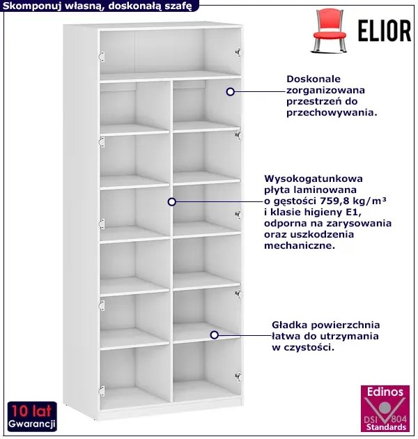 Biały korpus szafy z półkami 100 cm - Jonix 11X