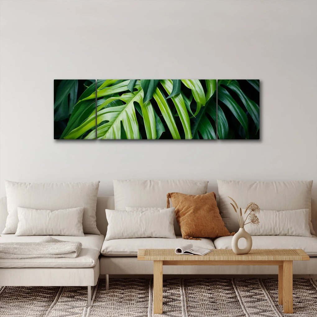 Obraz - Tropikalne liście (170x50 cm)