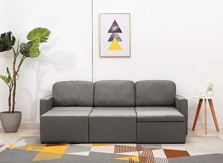 Rozkładana sofa modułowa taupe tkanina - Odi 4Q