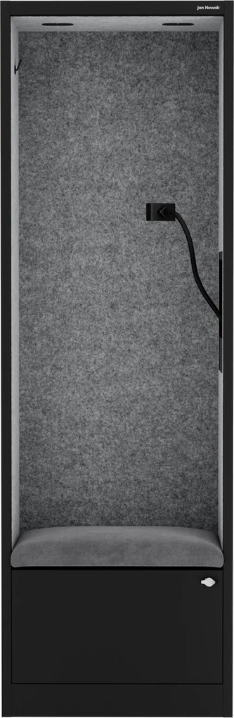 Kabina akustyczna z siedziskiem Sally MentalBox, 60 x 40 x 185 cm, czarny/szary