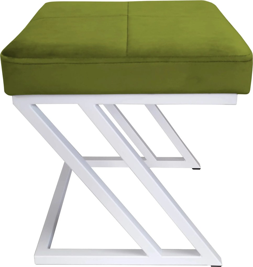 Pufa ZETA tkanina Welur loft ławka podnóżek metal : Kolor Stelaża - Biały, Kolor tkaniny - VELVET - BL75, Typ tkaniny - Velvet
