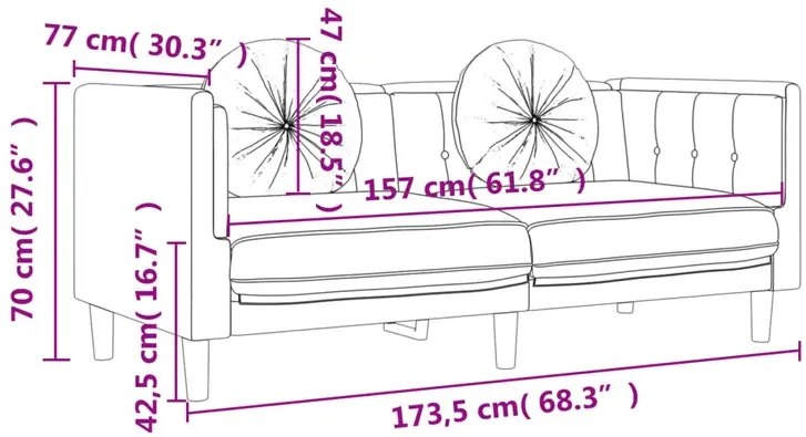 Ciemnoszara aksamitna sofa 2-osobowa z poduszkami - FINO 4X
