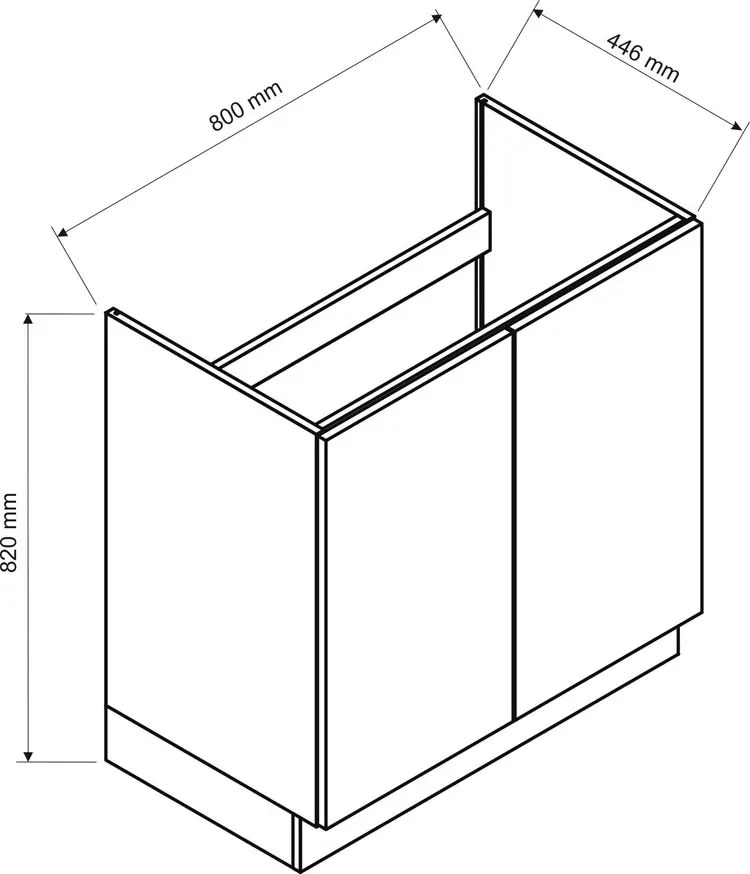 Szafka pod zlew 80 cm dąb artisan + czarny Ellsa 5X