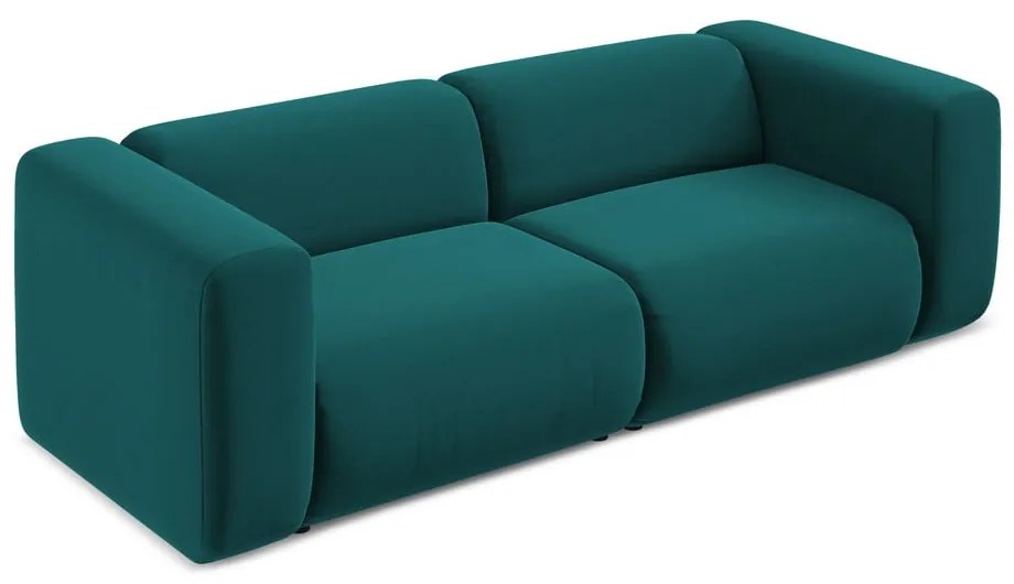 Turkusowa aksamitna sofa 228 cm Ekahi – Makamii