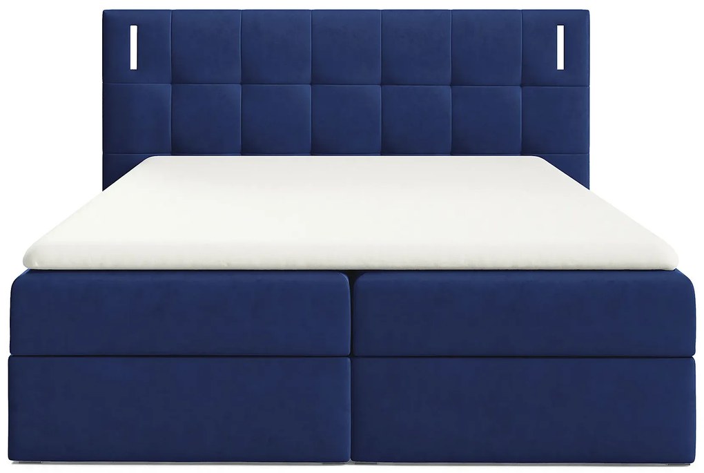 Granatowe łóżko z pikowanym zagłówkiem 5 rozmiarów N0-C71