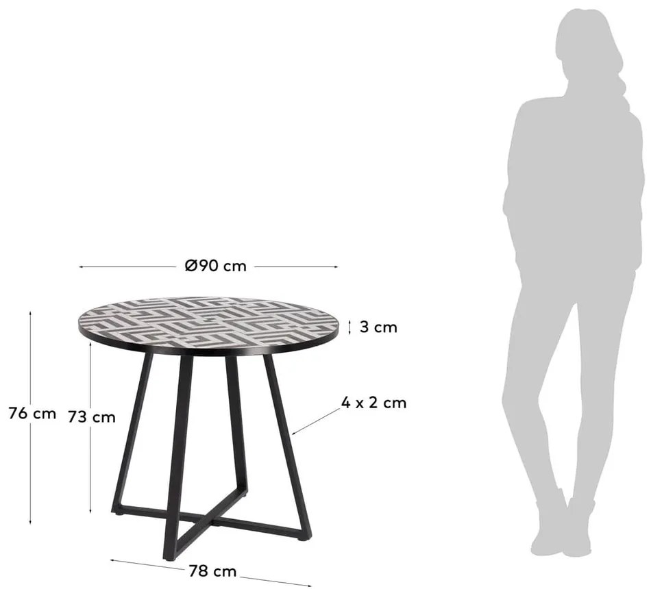 Stół ogrodowy z ceramicznym blatem Kave Home Tella, ⌀ 90 cm