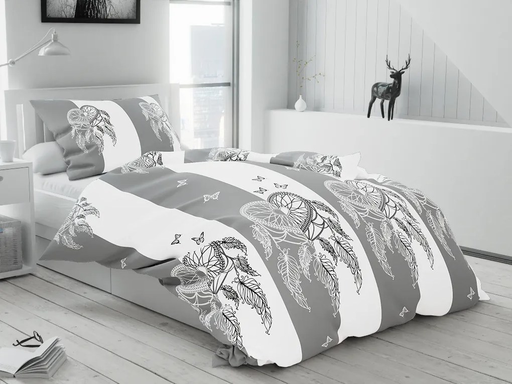 PrzytulneMieszkanie.pl PrzytulneMieszkanie.pl Bawełniana pościel TIRSO BLEND szaro-biała Rozmiar pościeli: 2 szt 70 x 90 cm | 200 x 220 cm