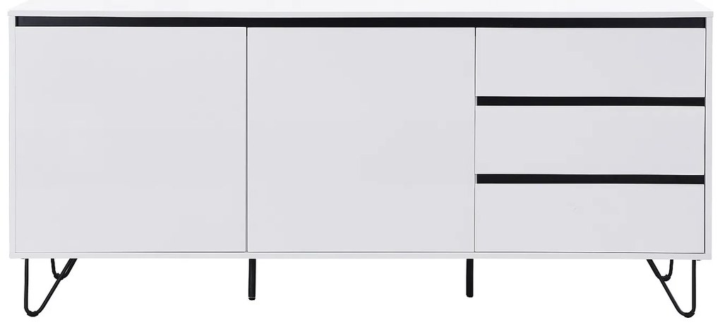 Komoda z 2 zamykanymi schowkami i 3 szufladami z MDF i stali - Biały i Czarny - ABUJA marki Pascal Morabito