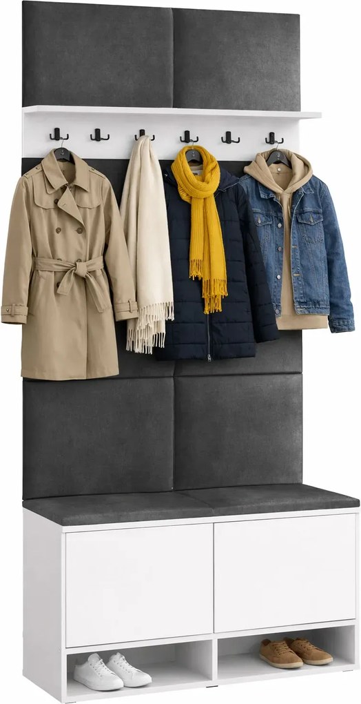 Garderoba z szafką na buty biały + szary T7-P77