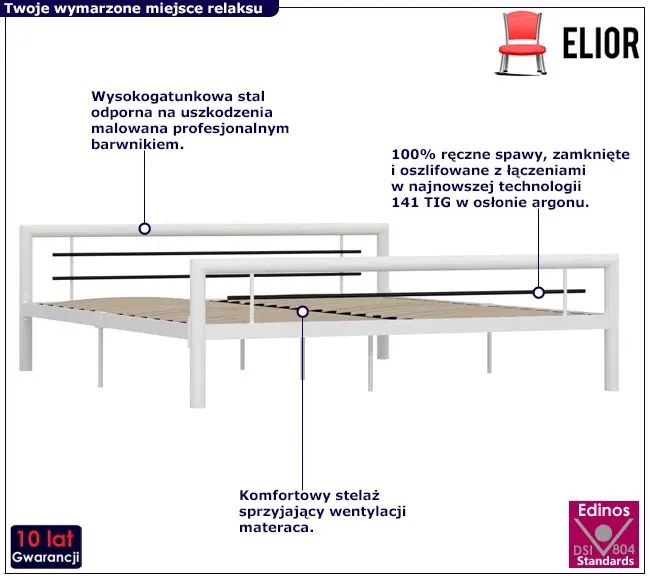 Białe metalowe łózko 140x200 cm - Hegrix