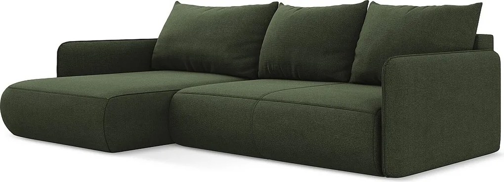 Narożnik lewostronny z funkcją spania - z tkaniny strukturalnej - oliwkowy - NANEA