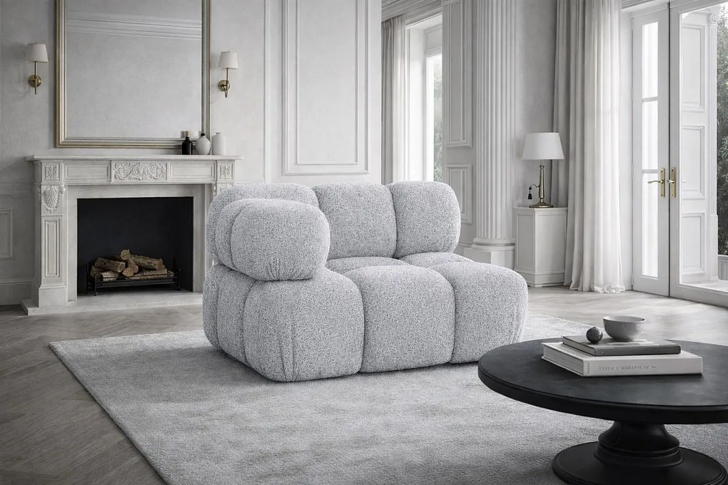 Moduł narożny, róg, do systemu modułowego, tkanina bukla Abriamo, Jasnoszary, Selia