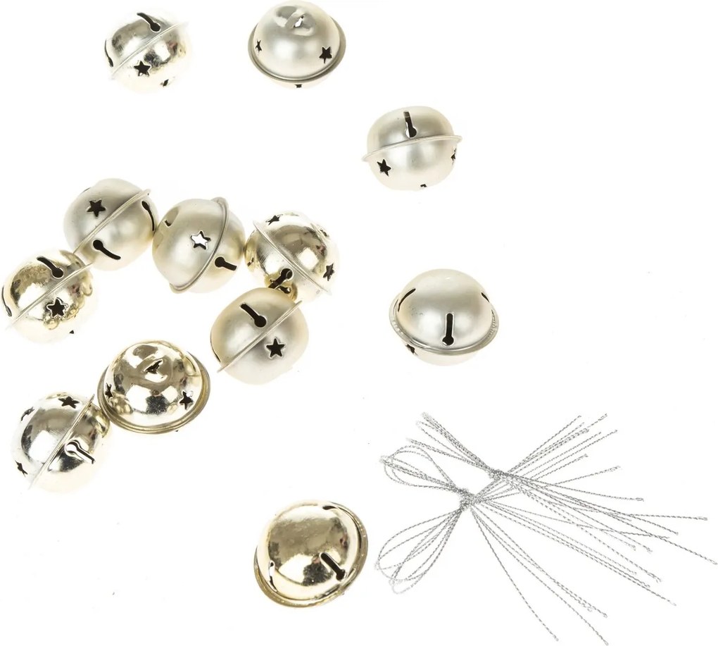 Zestaw ozdób świątecznych Jingle bells 12 szt., złoty