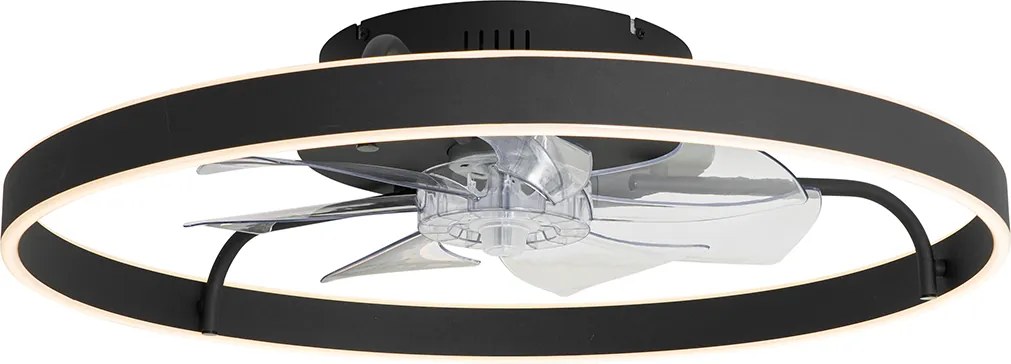 Wentylator sufitowy czarny 70 cm z LED z możliwością ściemniania i pilotem - Maddy