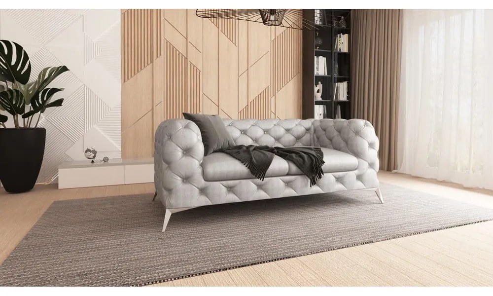 Jasnoszara aksamitna sofa 185 cm Chelsea – Ropez