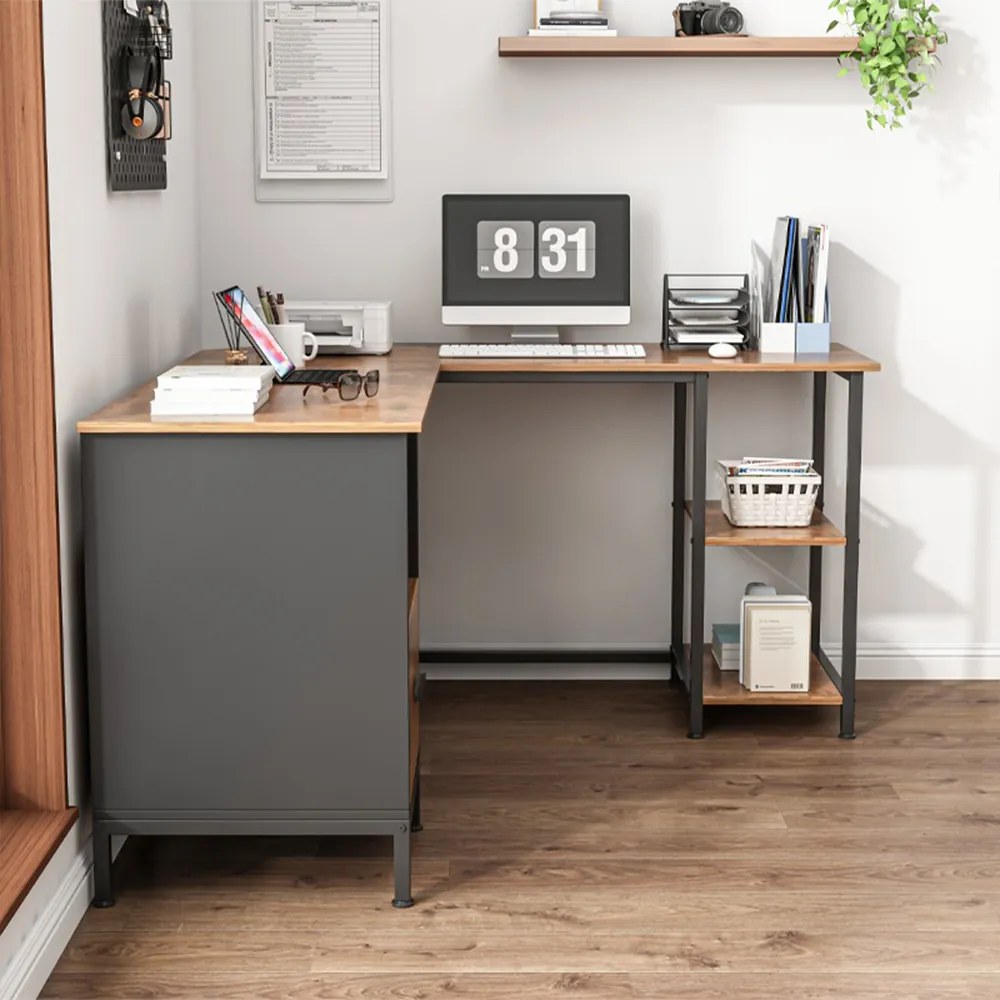 Biurko narożne w stylu industrialnym vintage – 150 x 75 x 50 cm – rustykalny design loftowy