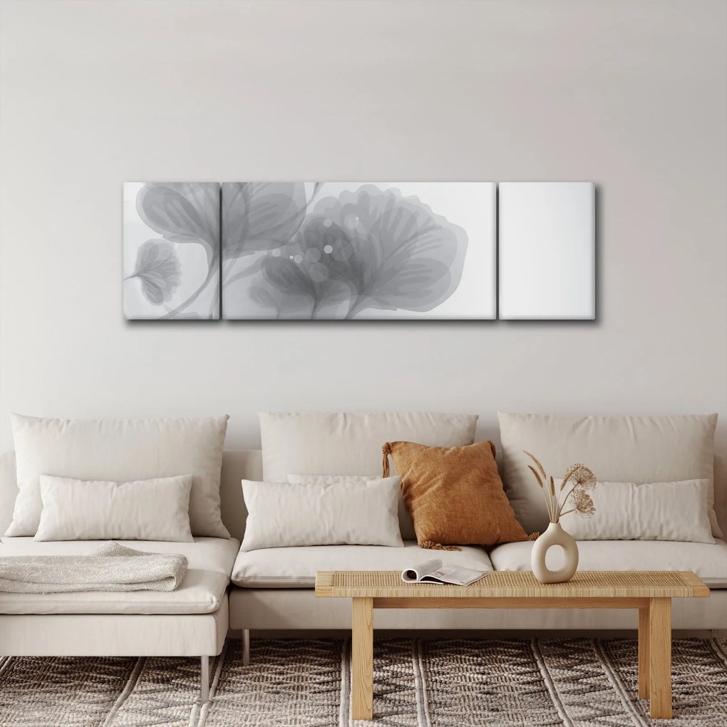 Obraz kwiatów w odcieniach szarości (170x50 cm)