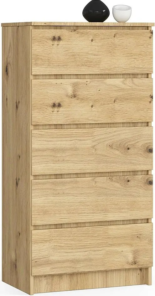 Komoda AKORD K60 Dąb Artisan 60 cm 5 szuflad kolor Dąb Artisan mat 60x40x121 cm