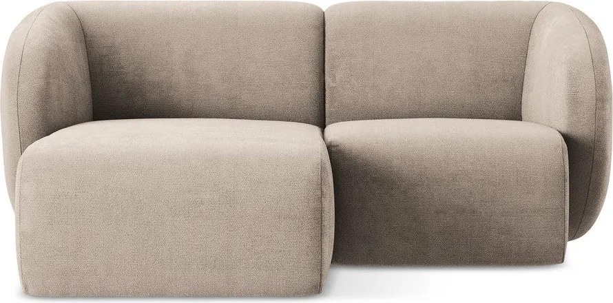 Jasnobrązowy narożnik z tkaniny szenilowej (lewostronny/z szezlongiem) Lani – Makamii