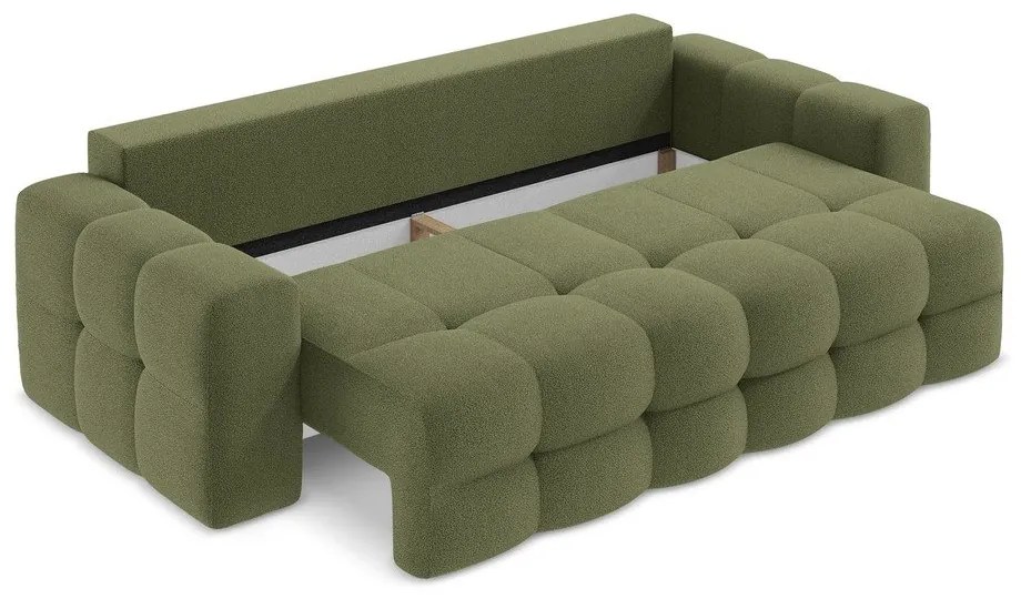 Zielona rozkładana sofa z materiału bouclé 255 cm Milu – Makamii