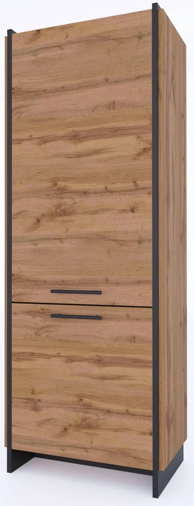 Nowoczesny regał zamykany dąb wotan + czarny K3-E69