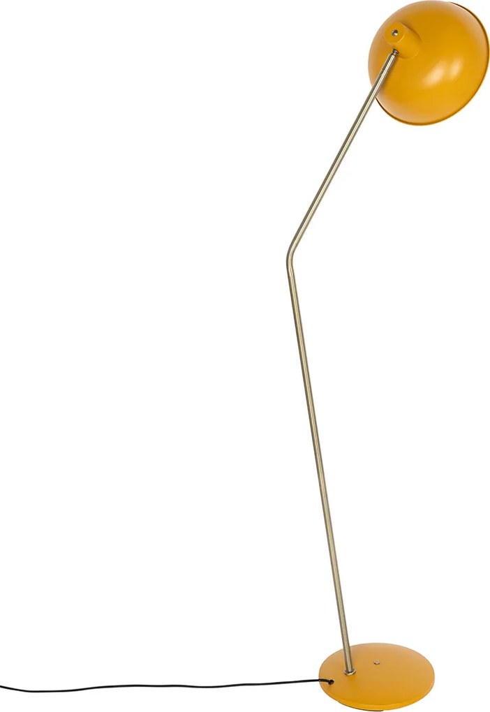 Lampa stojąca retro żółta z brązem - Milou