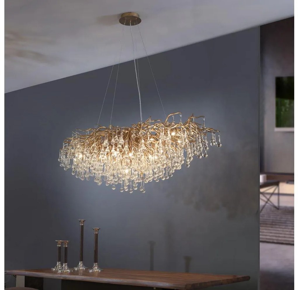 Paul Neuhaus 2031-11 - Żyrandol na lince ICICLE 15xG9/40W/230V 75x150 cm mosiądz