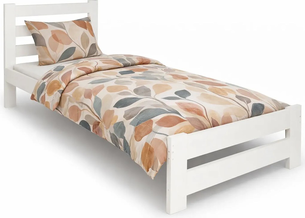 Białe drewniane łóżko z zagłówkiem 100x200 K6-K56