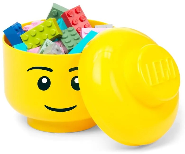 Żółte pudełko w kształcie głowy LEGO® boy, 10,5x10,6x12 cm