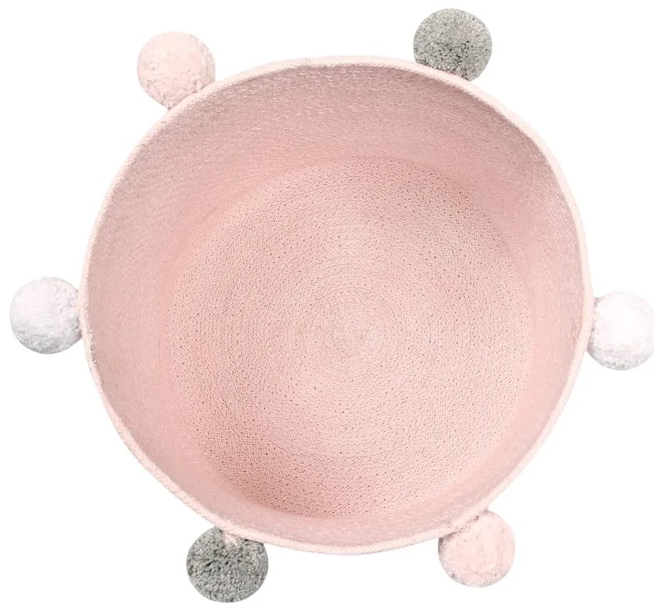 Jasnoróżowy tekstylny dziecięcy kosz na zabawki ø 30x30 cm Bubbly – Lorena Canals