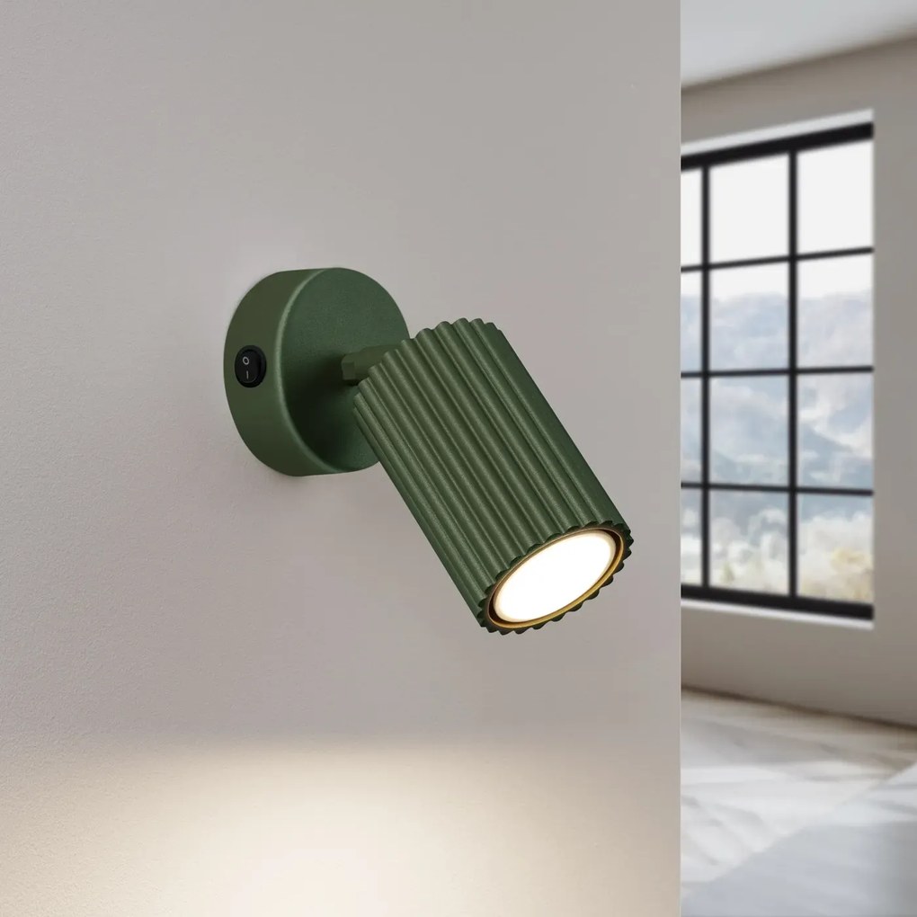 Kinkiet KARBON zielony oliwkowy z włącznikiem SOLLUX LIGHTING