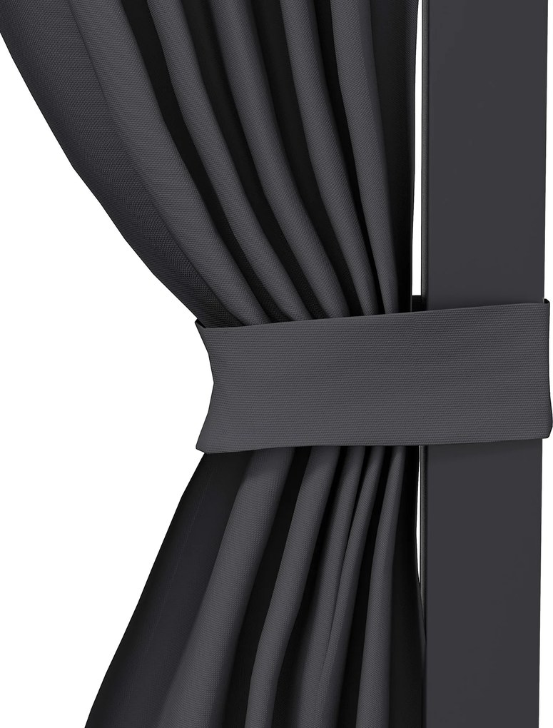 Outsunny Altana Ogrodowa 365x255x205cm z Przesuwnym Dachem i Zasłonami Aluminiowa Rama Ciemnoszara Elegancka | Aosom PL