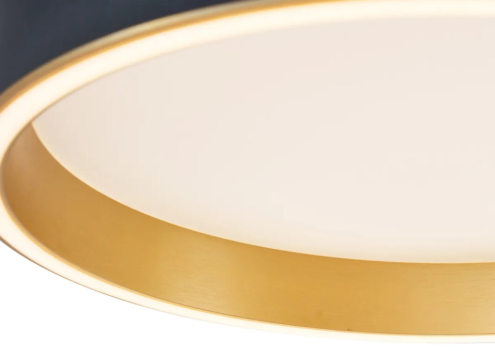 Designerska lampa sufitowa czarna ze złotem 40 cm z 3-stopniowym przełącznikiem LED - Ingo