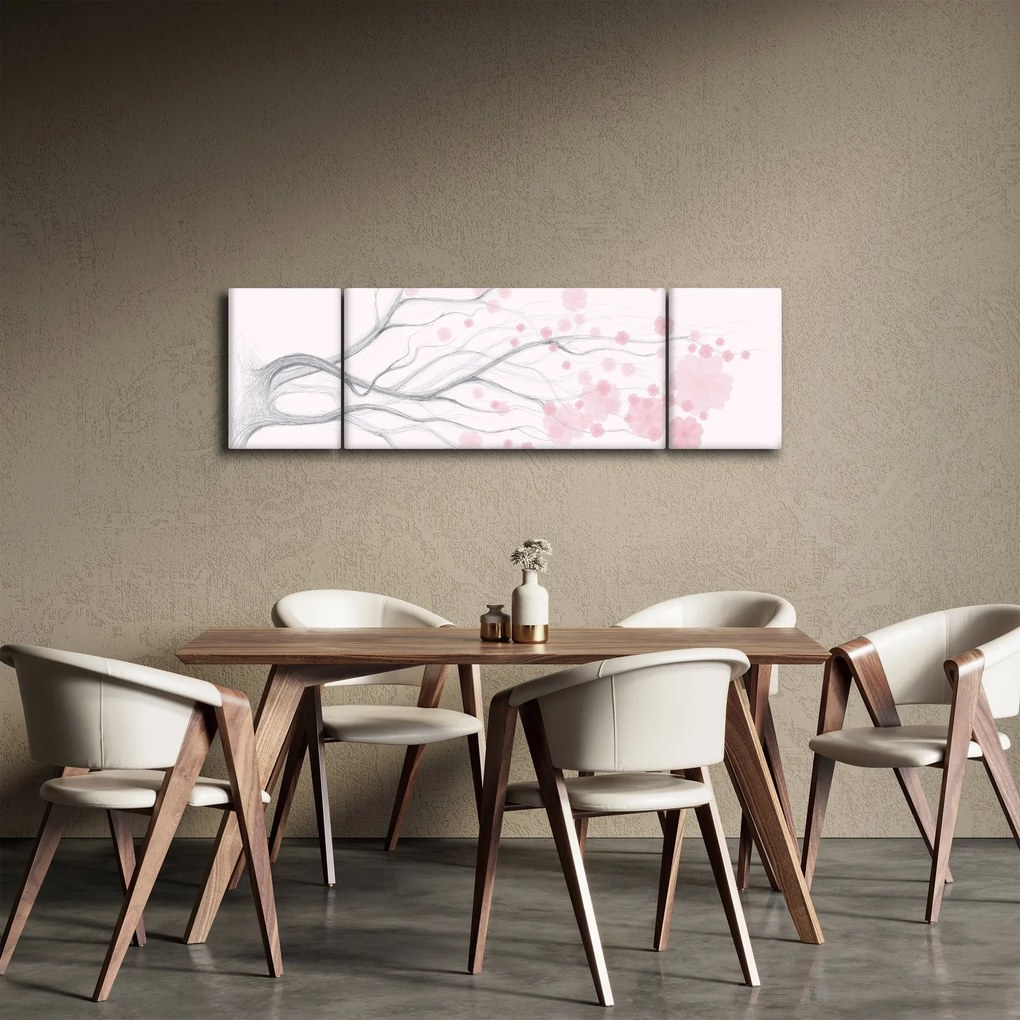 Obraz - Różowe kwiaty (170x50 cm)