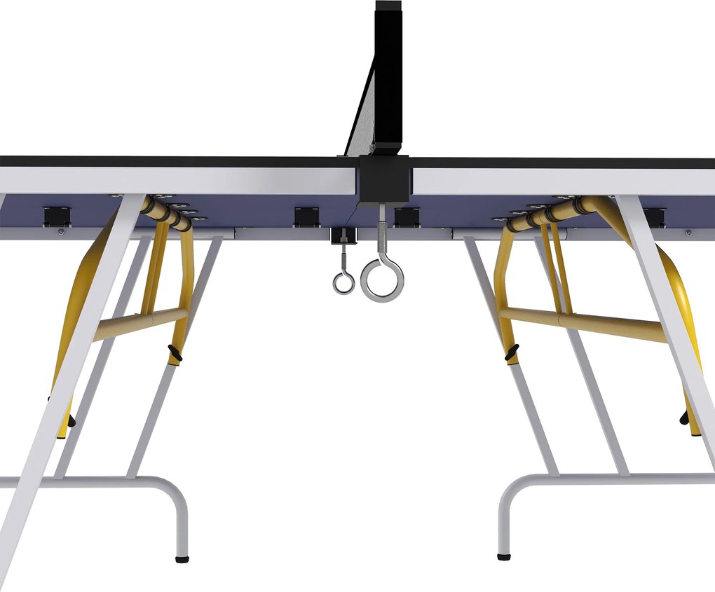 SPORTNOW Stół tenisowy składany z akcesoriami rakietki piłki siatka niebieski 274x152x76 cm | Aosom PL