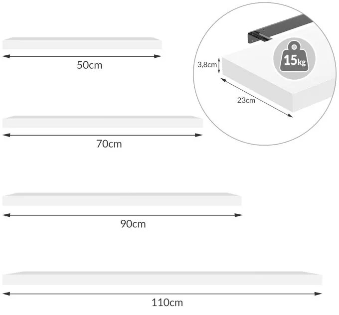Casaria Półka ścienna FIGO+ z konsolą, 70cm, ciemny dąb