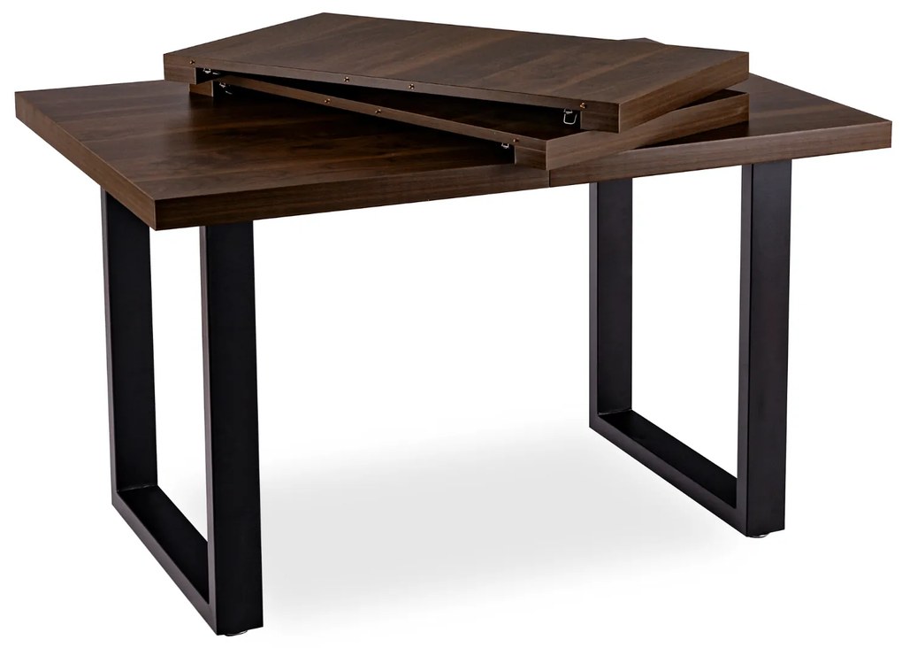 Stół Prostokątny Rozkładany TOMAS 130-230 cm Orzech/Czarny do Jadalni Nowoczesny Loft