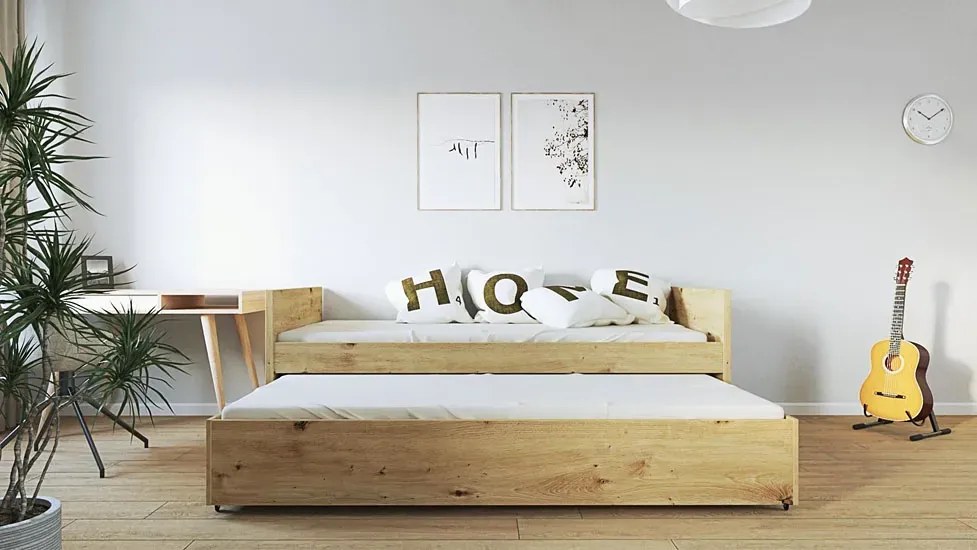 Modułowa szuflada ze stelażem pod łóżko dąb artisan R1-F76