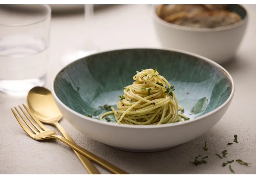 Biało-zielona kamionkowa miska 900 ml Gastro White/Green – Bitz