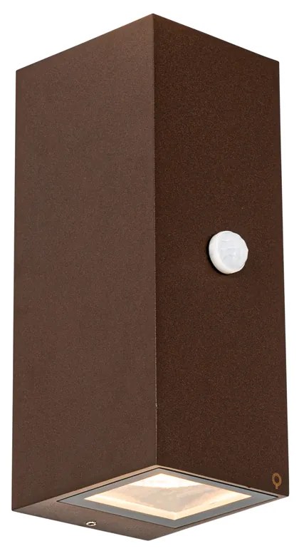 Kinkiet rdzawy brąz 2-punktowy GU10 AR70 IP44 z czujnikiem ruchu - Baleno