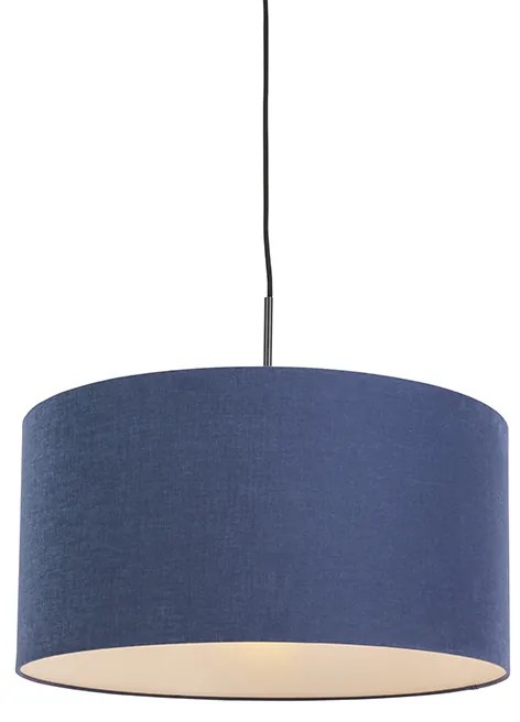 Nowoczesna lampa wisząca czarna z kloszem w kolorze antycznego błękitu 50 cm - Combi 1 Nowoczesny Oswietlenie wewnetrzne